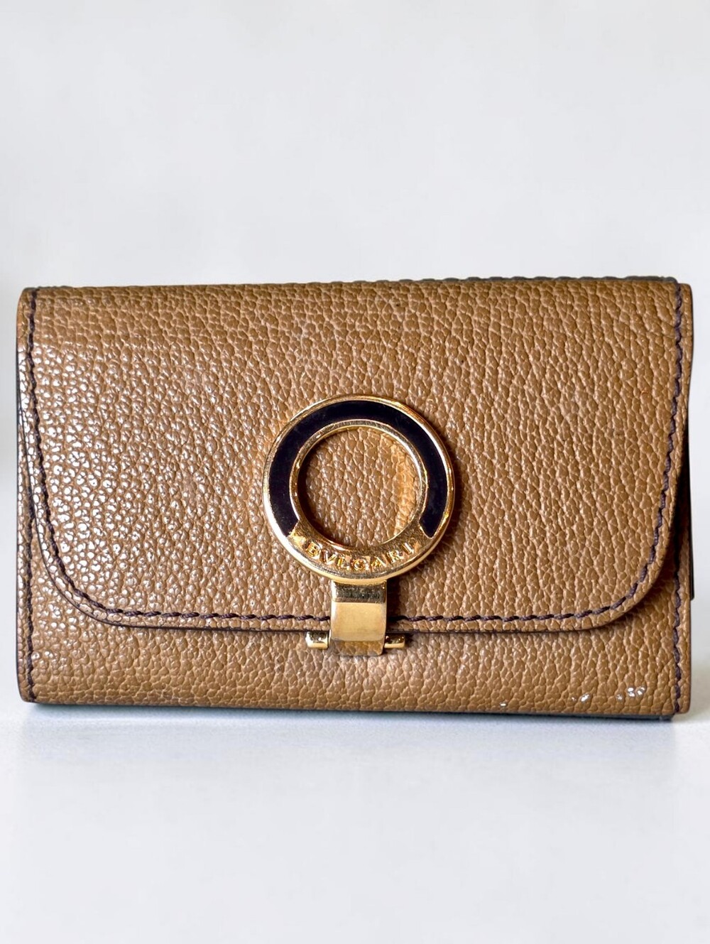 Bvlgari Tan Leather Key Holder Unisex